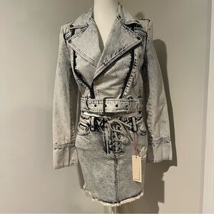 Alice + Olivia Denim Jacket and Skirt Set